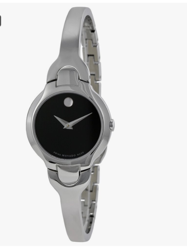 Movado Kara Black Dial Stainless Steel Ladies Watch  Silver